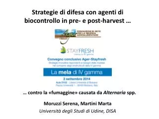 Strategie di difesa con agenti di biocontrollo in pre - e post- harvest …