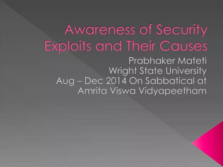 awareness of security exploits and their causes