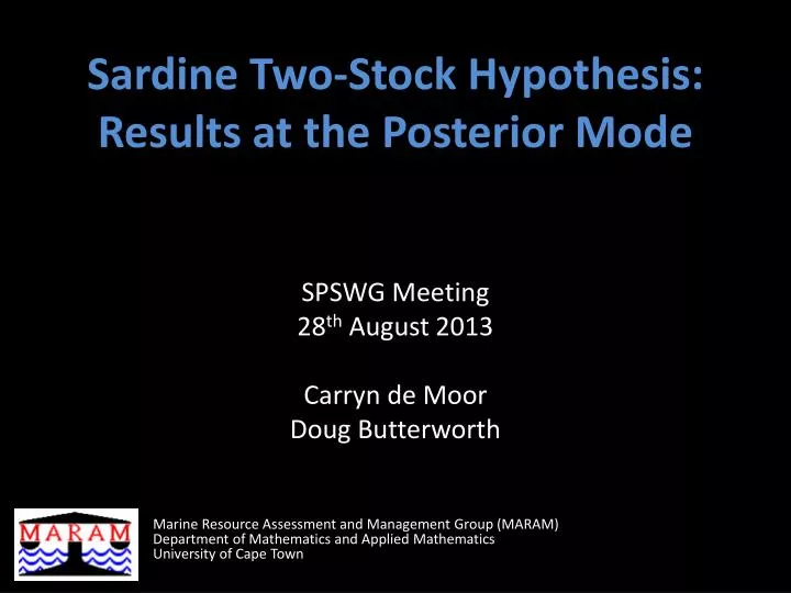 sardine two stock hypothesis results at the posterior mode