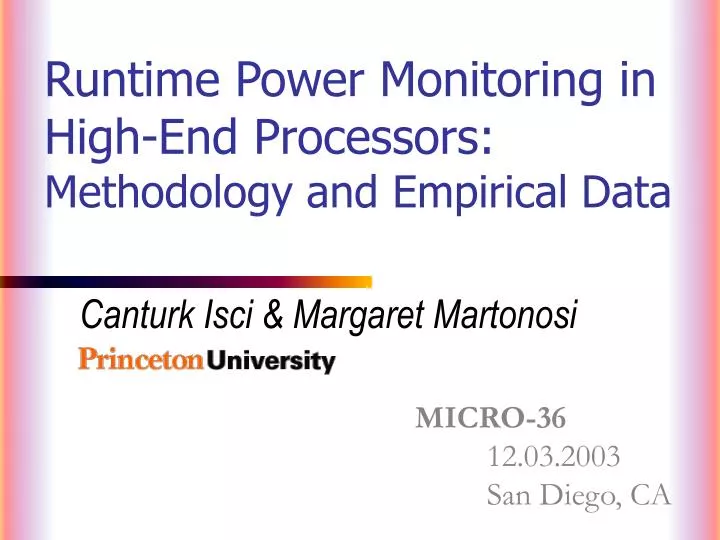 runtime power monitoring in high end processors methodology and empirical data