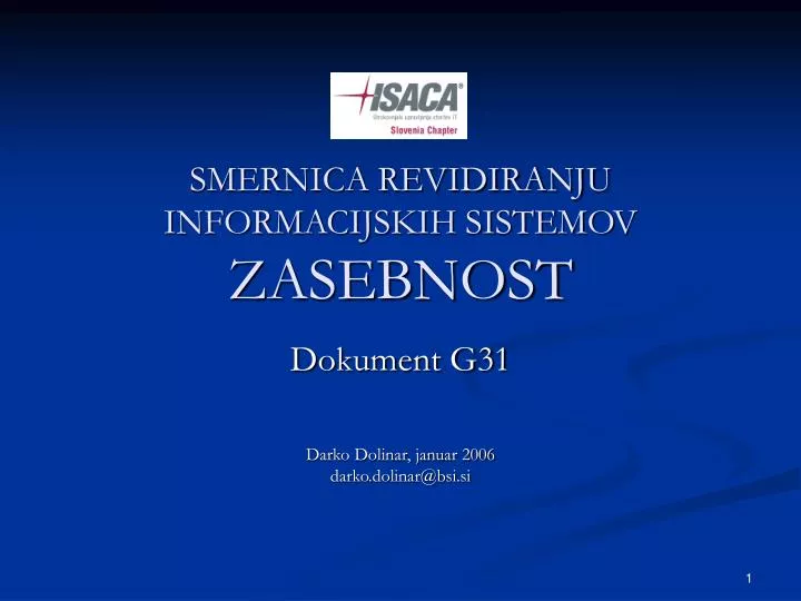 smernica revidiranju informacijskih sistemov zasebnost