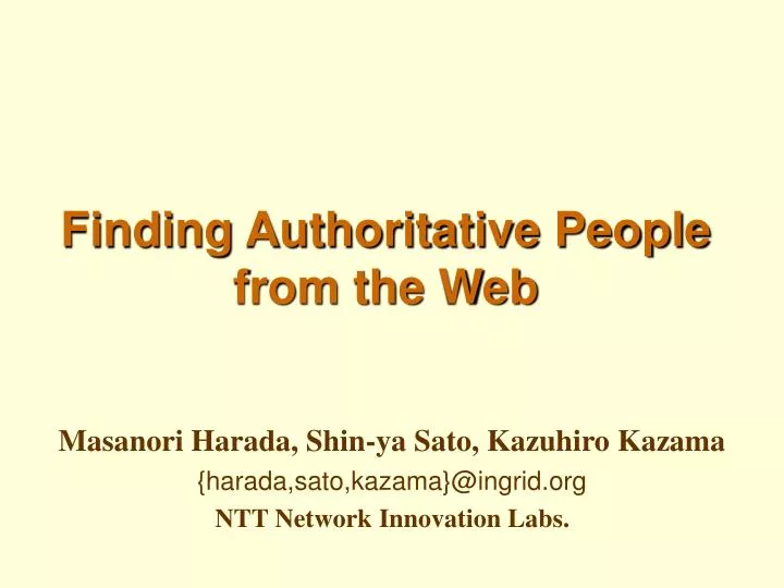 finding authoritative people from the web