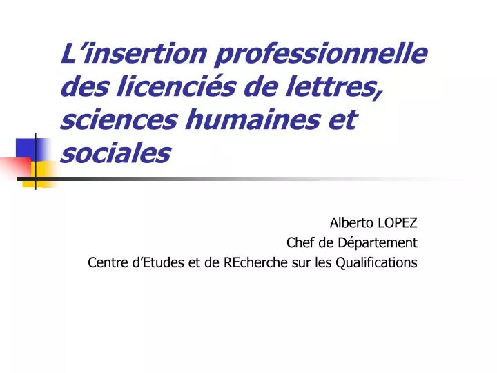 l insertion professionnelle des licenci s de lettres sciences humaines et sociales