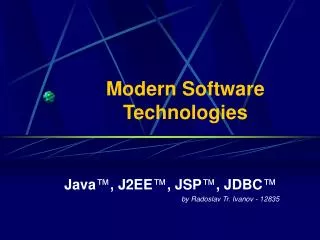 Modern Software Technologies