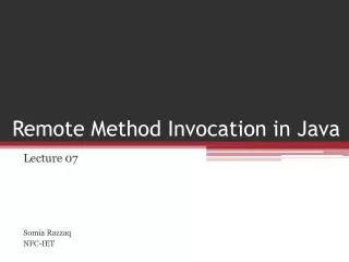 Remote Method Invocation in Java