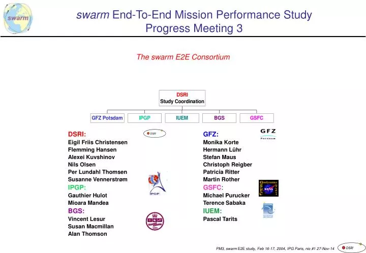 swarm end to end mission performance study progress meetin g 3