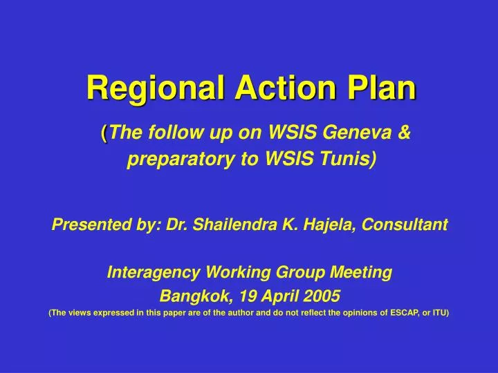 regional action plan the follow up on wsis geneva preparatory to wsis tunis