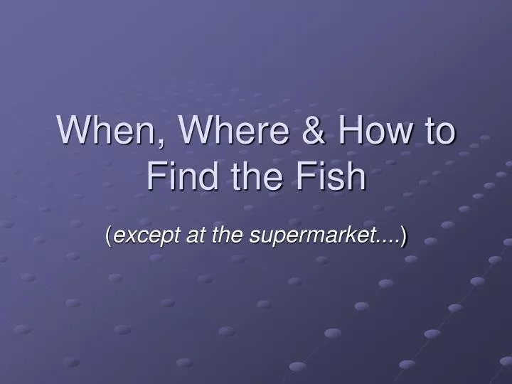 when where how to find the fish