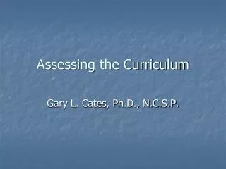 Assessing the Curriculum