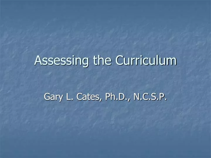 assessing the curriculum
