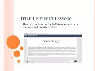 Title 1 Support Lessons