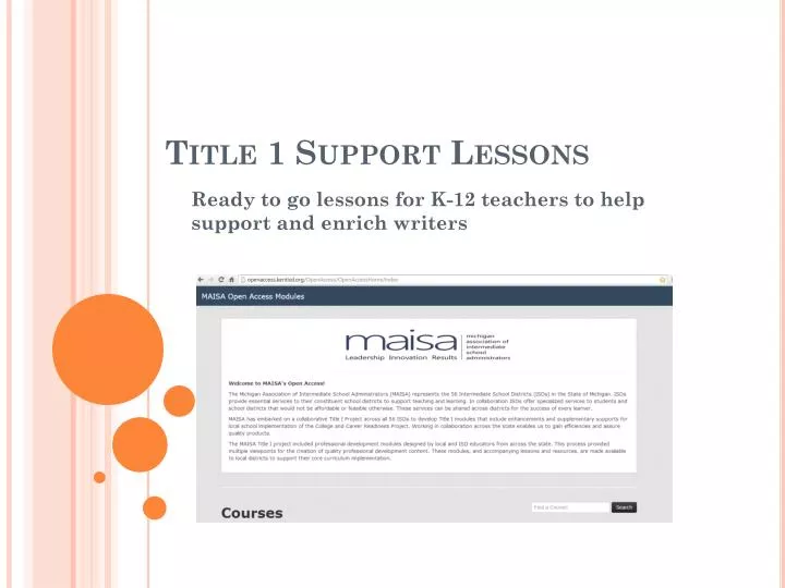 title 1 support lessons