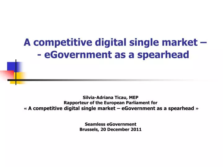 a competitive digital single market egovernment as a spearhead