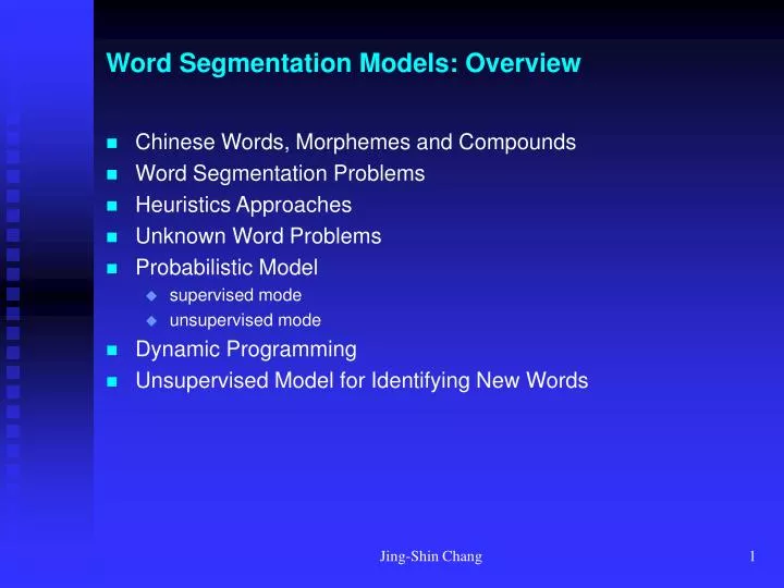 word segmentation models overview