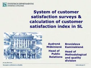 S ystem of customer satisfaction surveys &amp; calculation of customer satisfaction index in SL