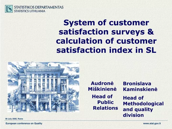 s ystem of customer satisfaction surveys calculation of customer satisfaction index in sl