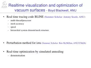 Realtime visualization and optimization of vacuum surfaces - Boyd Blackwell, ANU