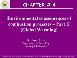 E nvironmental consequences of combustion processes – Part II (Global Warming)