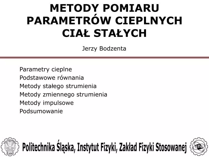 metody pomiaru parametr w cieplnych cia sta ych