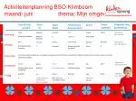 Activiteitenplanning BSO Klimboom maand: juni		thema: Mijn omgeving
