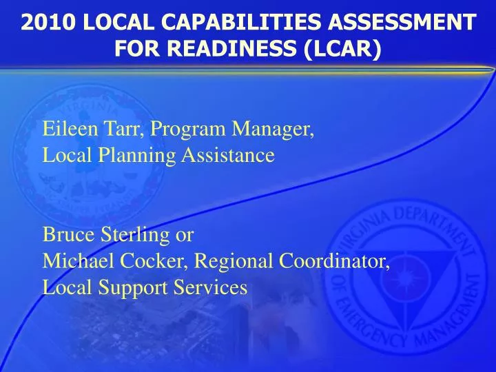 2010 local capabilities assessment for readiness lcar