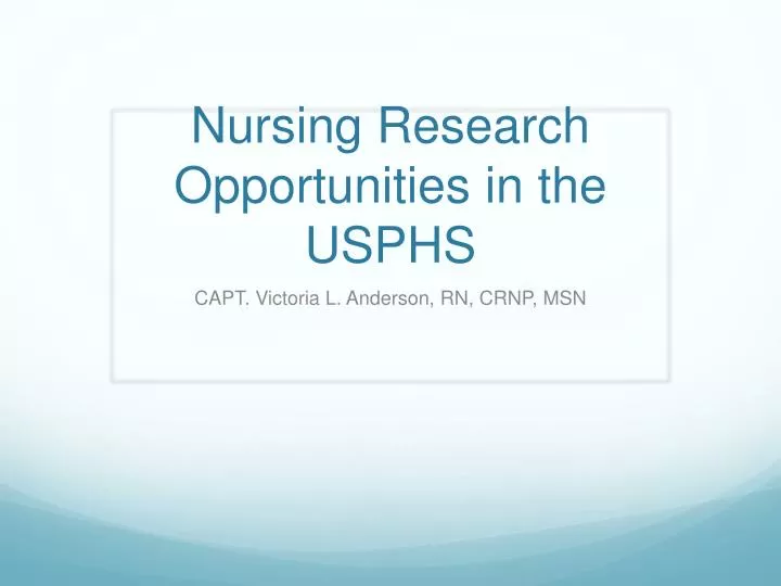 nursing research opportunities in the usphs