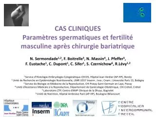 CAS CLINIQUES Paramètres spermatiques et fertilité masculine après chirurgie bariatrique