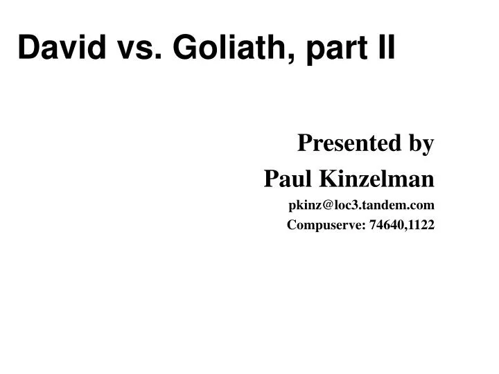 david vs goliath part ii