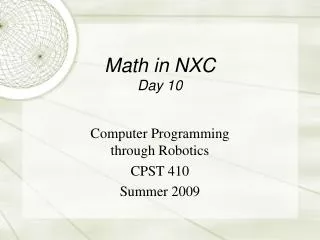 Math in NXC Day 10