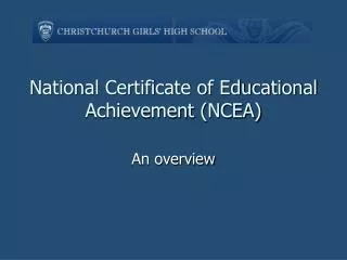 National Certificate of Educational Achievement (NCEA)