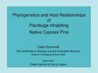Phylogenetics and Host Relationships of Plantbugs Inhabiting Native Cypress Pine