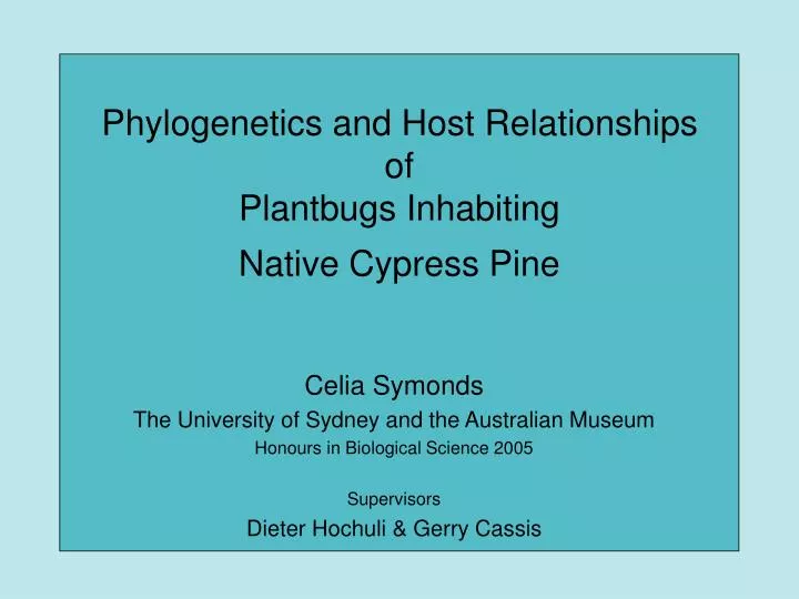 phylogenetics and host relationships of plantbugs inhabiting native cypress pine