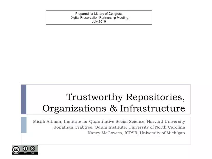 trustworthy repositories organizations infrastructure