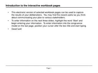Introduction to the interactive workbook pages