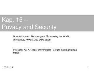 Kap. 15 – Privacy and Security