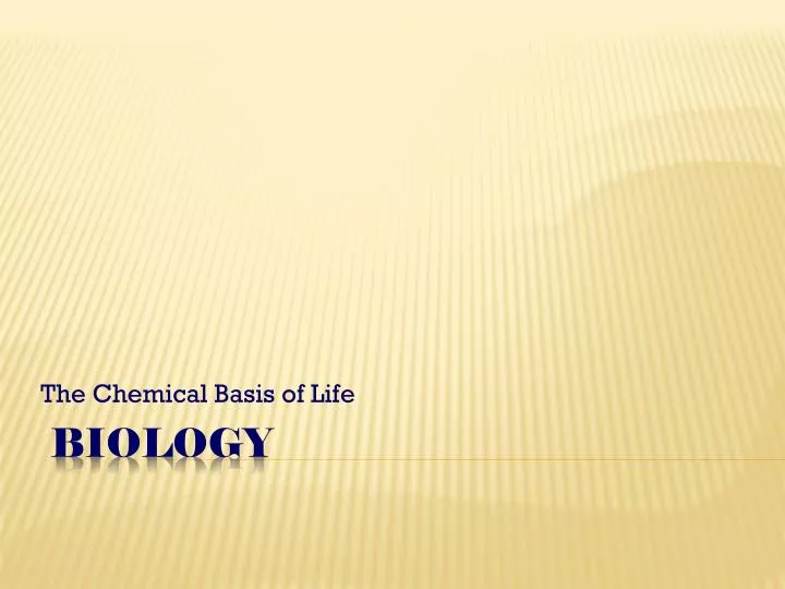 the chemical basis of life