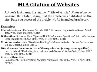 MLA Citation of Websites
