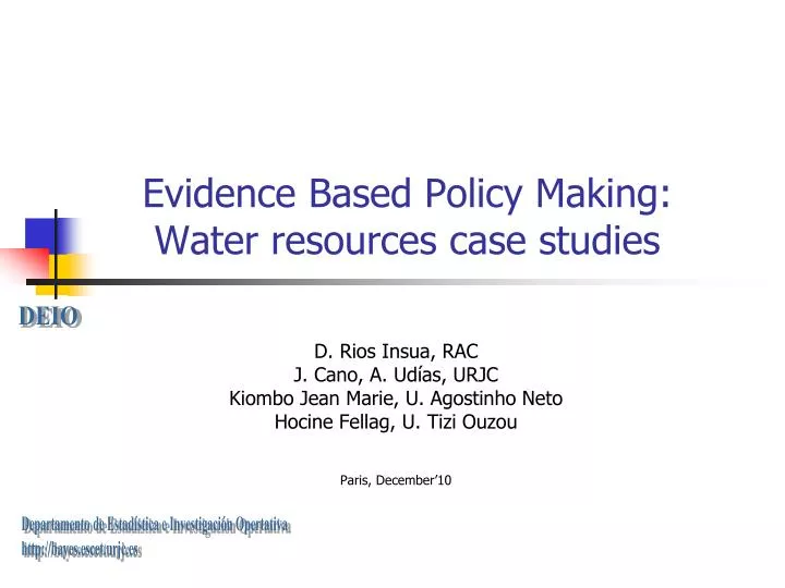 evidence based policy making water resources case studies