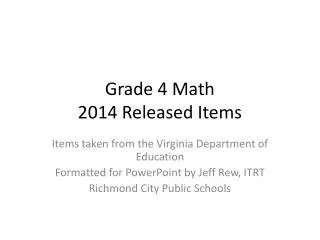 Grade 4 Math 2014 Released Items