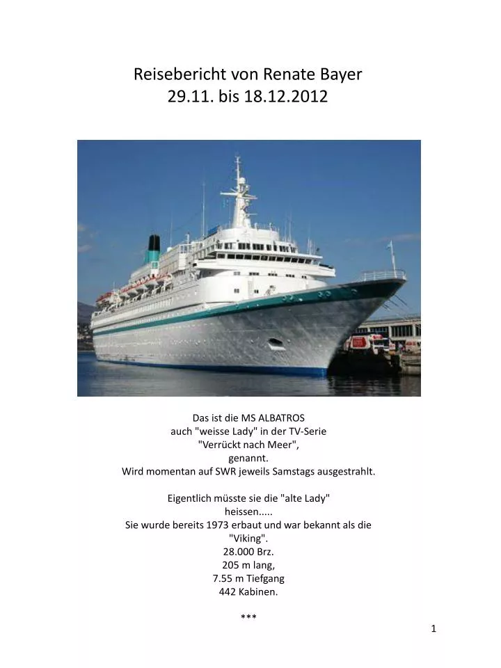reisebericht von renate bayer 29 11 bis 18 12 2012