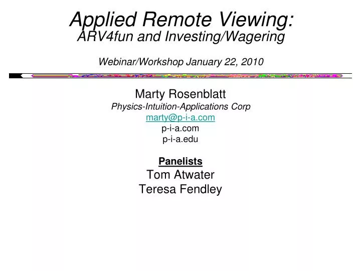 applied remote viewing arv4fun and investing wagering webinar workshop january 22 2010