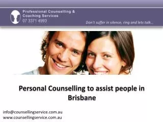 Personal Counselling to assist people in Brisbane
