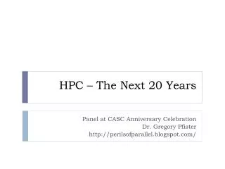 HPC – The Next 20 Years