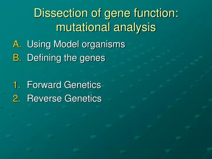 dissection of gene function mutational analysis