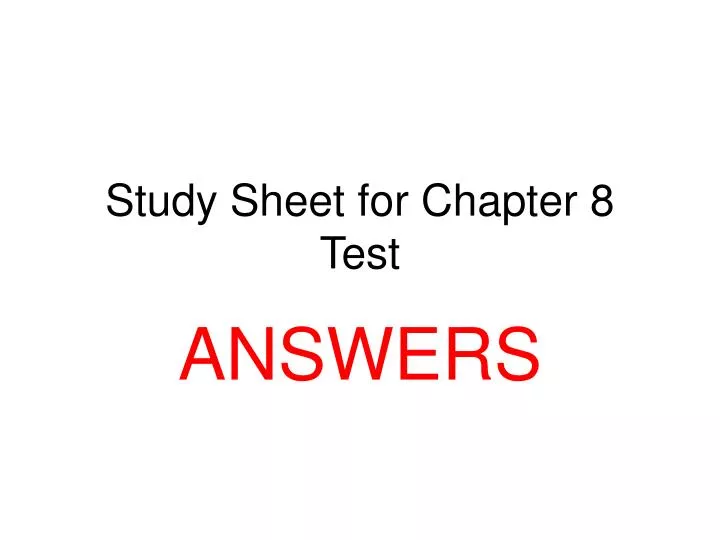 study sheet for chapter 8 test