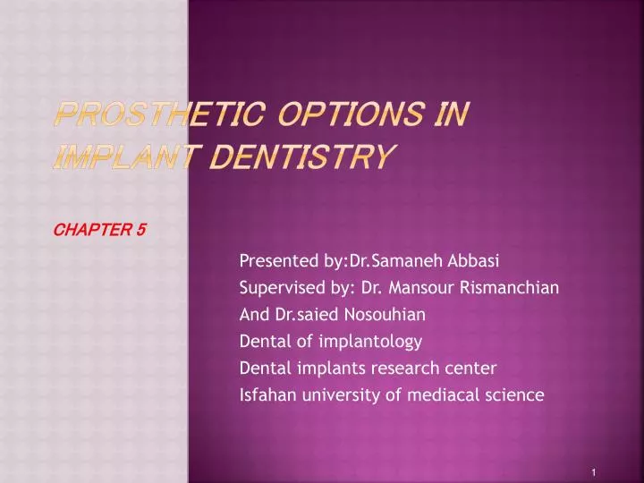 prosthetic options in implant dentistry chapter 5