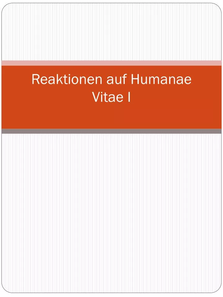 reaktionen auf humanae vitae i