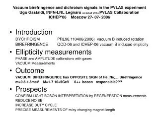 Introduction 	DYCHROISM		PRL96,110406(2006) vacuum B induced rotation