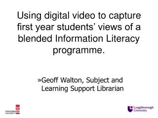 Geoff Walton, Subject and Learning Support Librarian