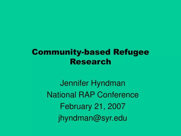 community based refugee research